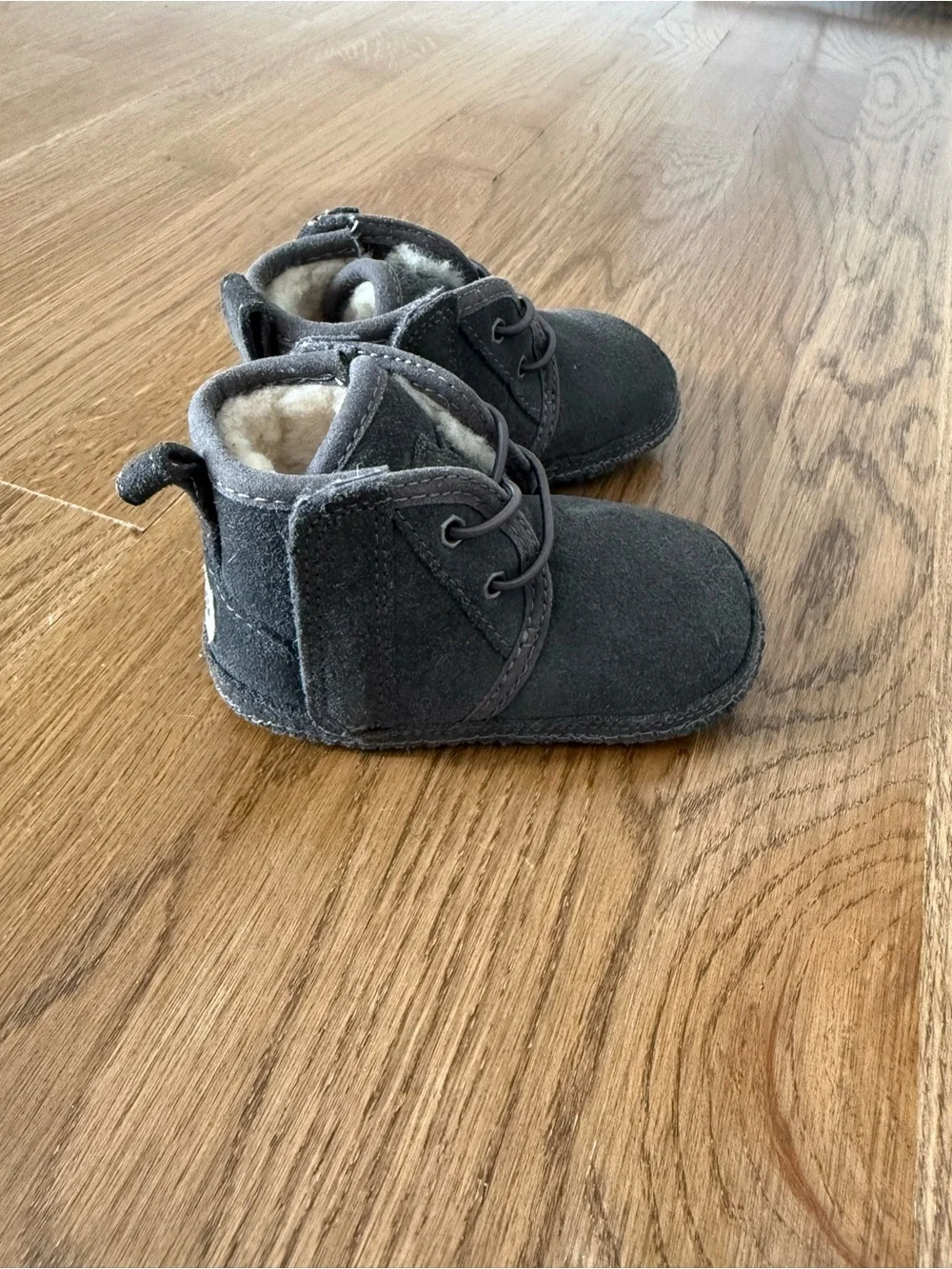 UGG Baby Suede Lace-Up Booties in Gray